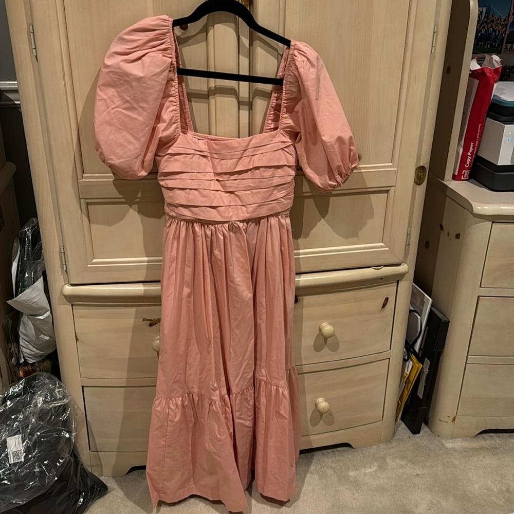 Abercrombie & Fitch Pink Maxi Dress with Puff Sleeves - Picture 1 of 8